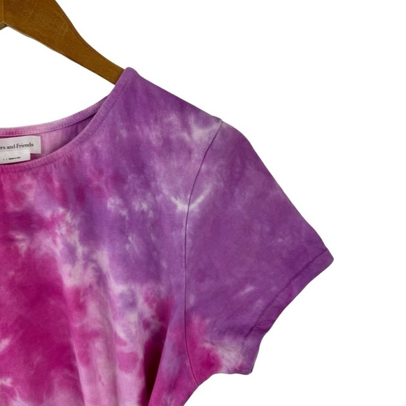 Lovers + Friends Dress Womens Large Pink Brooklyn Tie Dye Midi Side Slit Stretch - Picture 6 of 15